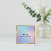 Roze en blauwe metallisch gouden accent vierkante visitekaartje (Staand voorkant)