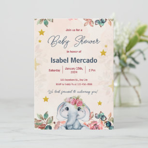 Roze en Blauwe Moderne Baby Shower Uitnodiging