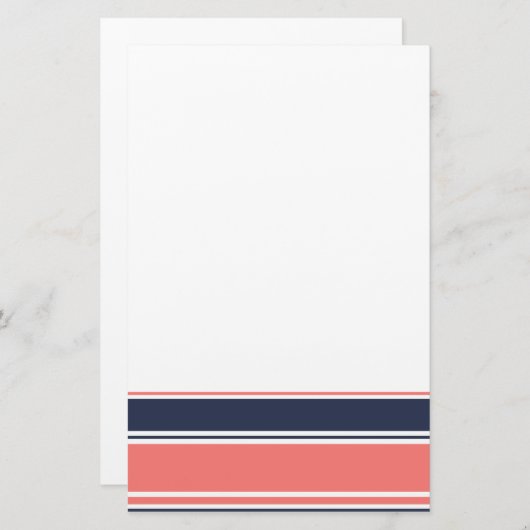 Roze en blauwe moderne strepen briefpapier (Voorkant / Achterkant)