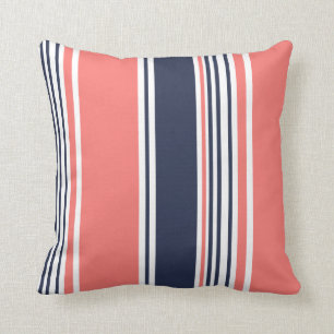 Roze en blauwe moderne strepen kussen