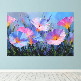 Roze en Blauwe Morgen Glorie Schilderij Abstracte Canvas Afdruk