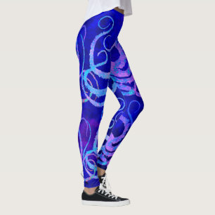 Roze en blauwe octopus tentakels op blauw - Leggin Leggings