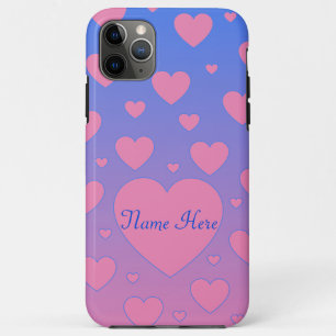 Roze en blauwe ombre met roze harten iPhone 11 pro max hoesje