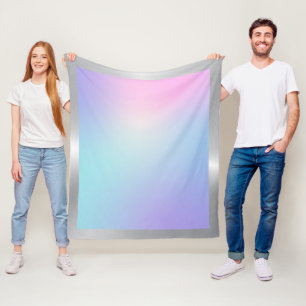 Roze en blauwe ombre met zilvergrens fleece deken