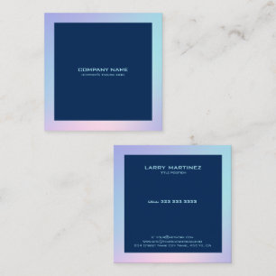 Roze en blauwe ombre rand blauwe achtergrond vierkante visitekaartje