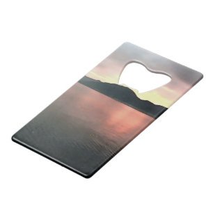 Roze en Blauwe Ombre Sunset reflecteert Landschap Kredietkaart Flessenopener