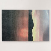 Roze en Blauwe Ombre Sunset reflecteert Landschap Legpuzzel (Horizontaal)