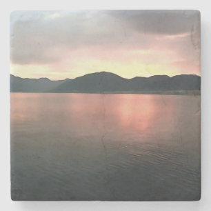 Roze en Blauwe Ombre Sunset reflecteert Landschap Stenen Onderzetter