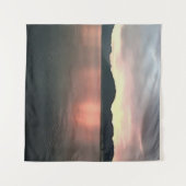 Roze en Blauwe Ombre Sunset reflecteert Landschap Wandkleed (Voorkant (horizontaal))