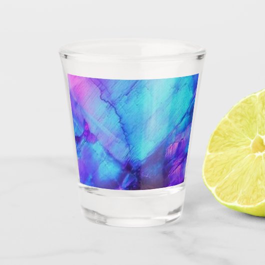 Roze en blauwe opaal - shot glas (Voorkant)
