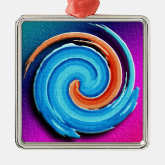 Roze en blauwe orkaanwerveling metalen ornament