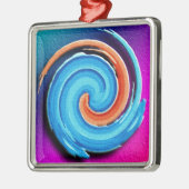 Roze en blauwe orkaanwerveling metalen ornament (Links)