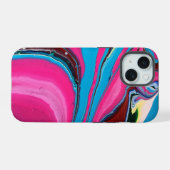 Roze en Blauwe Paint Telefoonhoes iPhone 15 Hoesje (Achterkant horizontaal)