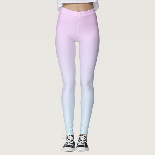 Roze en blauwe pastel gradiënt achtergrond leggings (Voorkant)