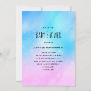 Roze en Blauwe Pastel Gradiënt Lucht Babyshower Kaart