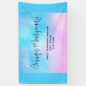 Roze en Blauwe Pastel Gradient Sky Adres Spandoek (Verticaal)