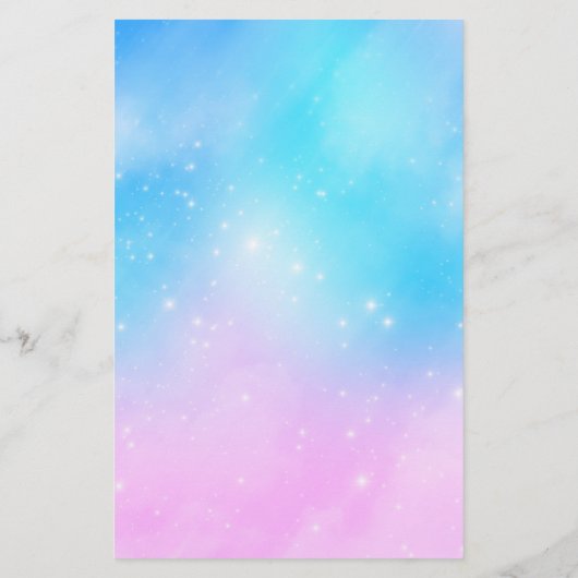 Roze en Blauwe Pastel Gradient Sky Briefpapier (Achterkant)