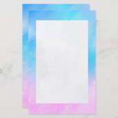 Roze en Blauwe Pastel Gradient Sky Briefpapier (Voorkant / Achterkant)