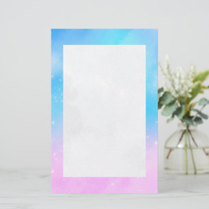 Roze en Blauwe Pastel Gradient Sky Briefpapier