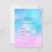 Roze en Blauwe Pastel Gradient Sky Bruiloft RSVP Kaartje (Voorkant)