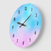 Roze en Blauwe Pastel Gradient Sky Grote Klok (Hoek)