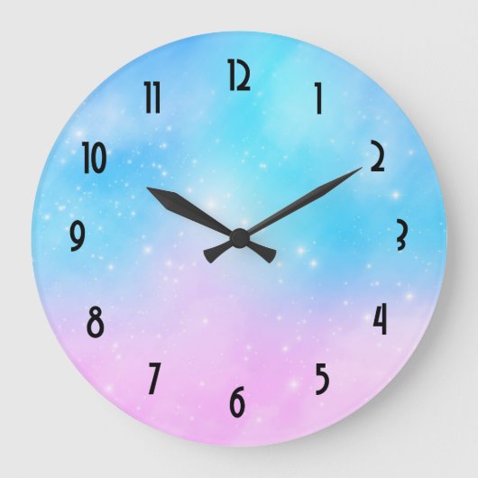 Roze en Blauwe Pastel Gradient Sky Grote Klok (Voorkant)