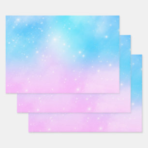 Roze en Blauwe Pastel Gradient Sky Inpakpapier Vel
