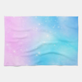 Roze en Blauwe Pastel Gradient Sky met Sterren Theedoek (Horizontaal)