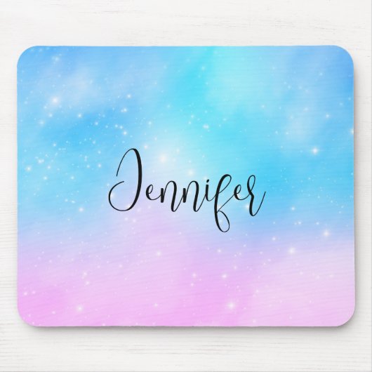 Roze en Blauwe Pastel Gradient Sky Muismat (Voorkant)