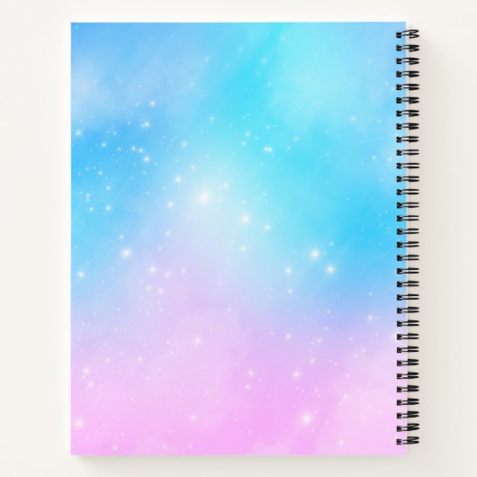 Roze en Blauwe Pastel Gradient Sky Notitieboek (Achterkant)