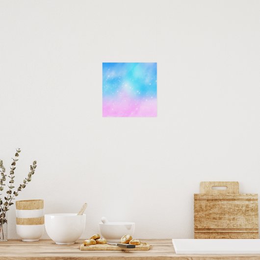Roze en Blauwe Pastel Gradient Sky Poster (Keuken)