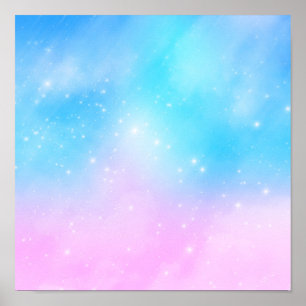 Roze en Blauwe Pastel Gradient Sky Poster