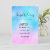 Roze en Blauwe Pastel Gradient Sky Verjaardag Kaart (Staand voorkant)