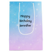 Roze en Blauwe Pastel Gradient Sky Verjaardag Medium Cadeauzakje (Achterkant)