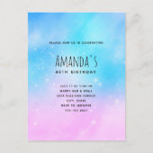 Roze en Blauwe Pastel Gradient Sky Verjaardag Uitnodiging Briefkaart (Voorkant)