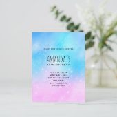 Roze en Blauwe Pastel Gradient Sky Verjaardag Uitnodiging Briefkaart (Staand voorkant)