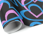 Roze en blauwe plek Abstracte patroonverlooppap Cadeaupapier (Rol Hoek)