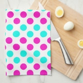 Roze en blauwe pokkendots theedoek (Quarter Fold)
