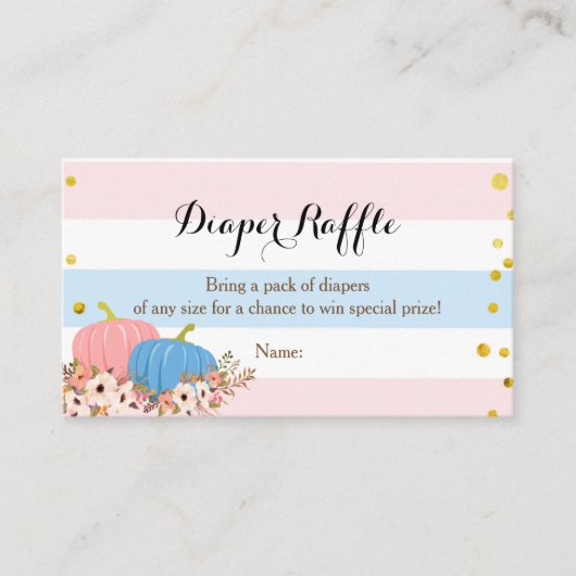 Roze en blauwe pompoen luierkaart informatiekaartje (Voorkant)