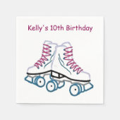 Roze en Blauwe Roller Schaats Papieren servetten (Voorkant)