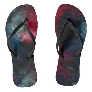 Roze en blauwe rook abstract teenslippers