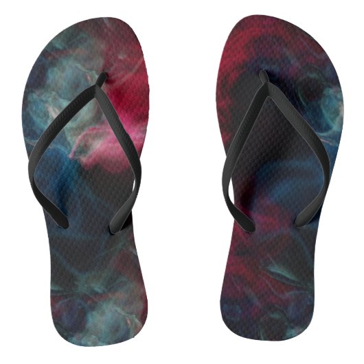 Roze en blauwe rook abstract teenslippers (Voetbed)