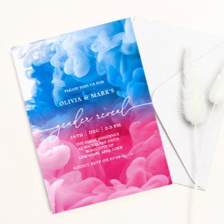 Roze en Blauwe Rook Baby Geslacht Onthulling Uitno Kaart