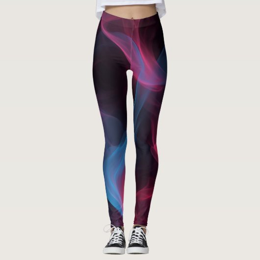 Roze en blauwe rookwerveling leggings (Voorkant)
