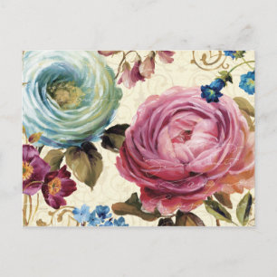 Roze en blauwe Roos Briefkaart