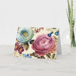 Roze en blauwe Roos Kaart