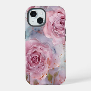 Roze en blauwe Rozen iPhone 15 Hoesje