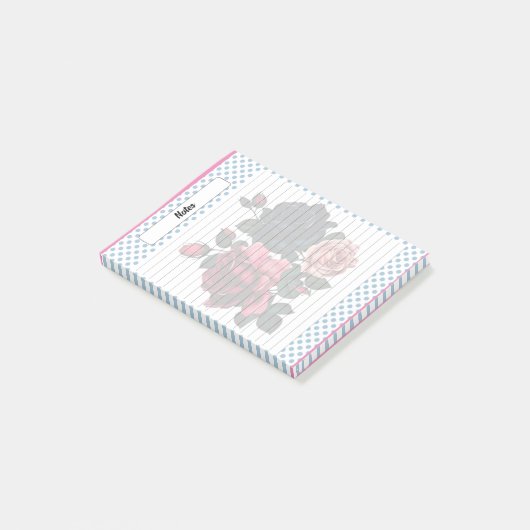 Roze en Blauwe Rozen Notities Post-it® Notes (Schuin)