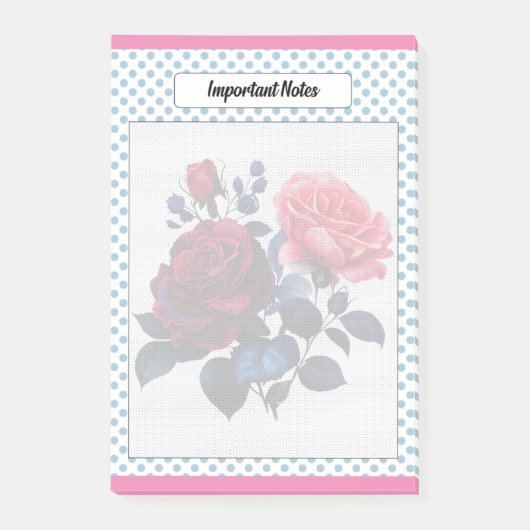 Roze en Blauwe Rozen Notities Post-it® Notes (Voorkant)