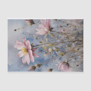 Roze en Blauwe Rozen Waterverf Decoupage Tissuepapier